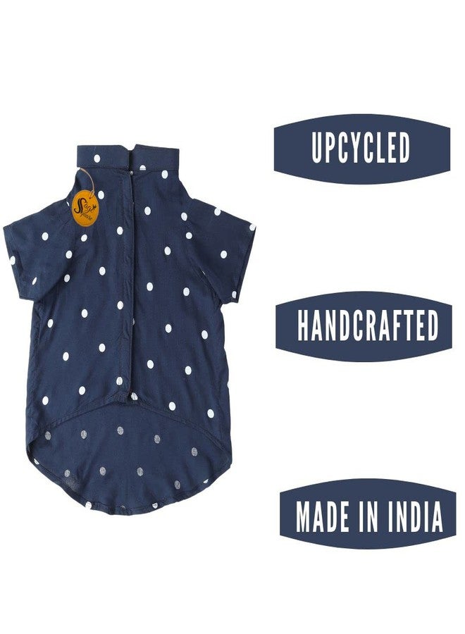 سايج سكوير قميص كلاب مطبوع عليه رسومات مربعة جريئة، قميص كلاب عصري، فائق النعومة وخفيف الوزن، ملابس كلاب مريحة وجيدة التهوية، زي عصري (مقاس صغير جدًا - 12 بوصة) (أزرق منقط) - Image 3